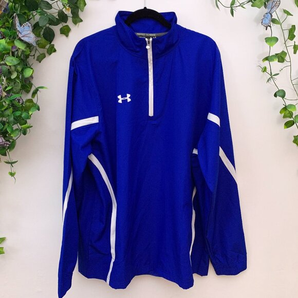 Under Armour Blue Half Zip Fleece Pullover Sweater Sz XL - Picture 1 of 4